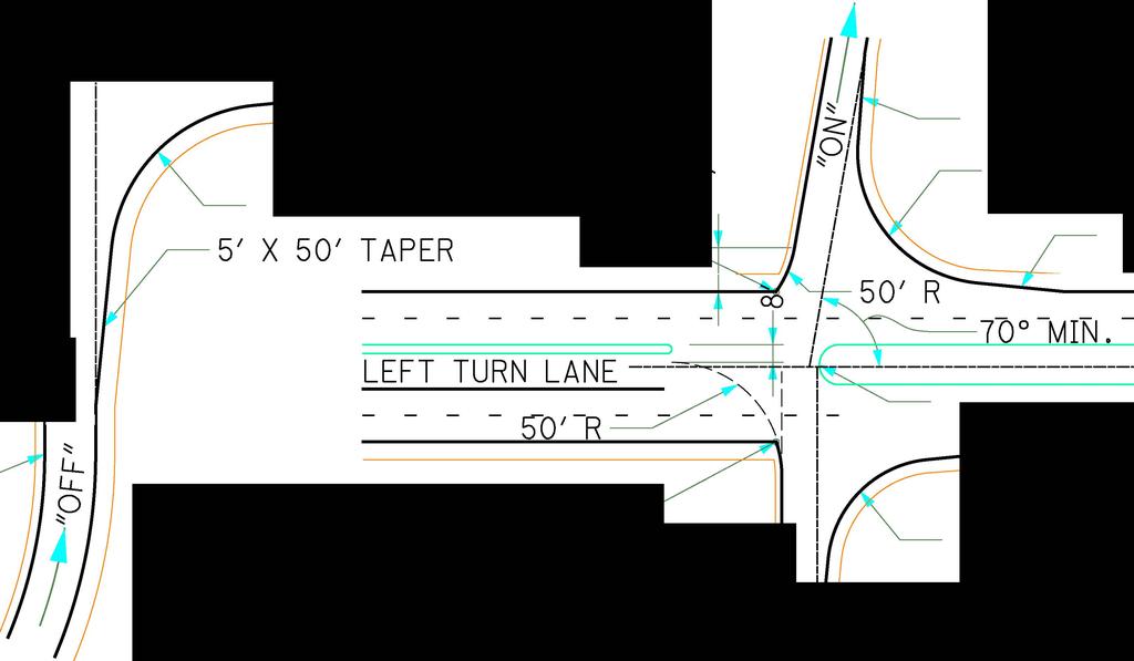 5' R 5' X 5' TAPER 8' X 8' TAPER 8' July 218 5' R SEEINOTE 2 8' X 8' TAPER 5' R SEE NOTE 2 N 4' X 4' TAPER 6' R 4' X 4' TAPER NORMALLY RAMP CURVE SHOULD NOT OVERLAP INTERSECTION TAPER -
