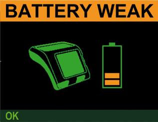 20 21 Battery warning (low battery) Press OK