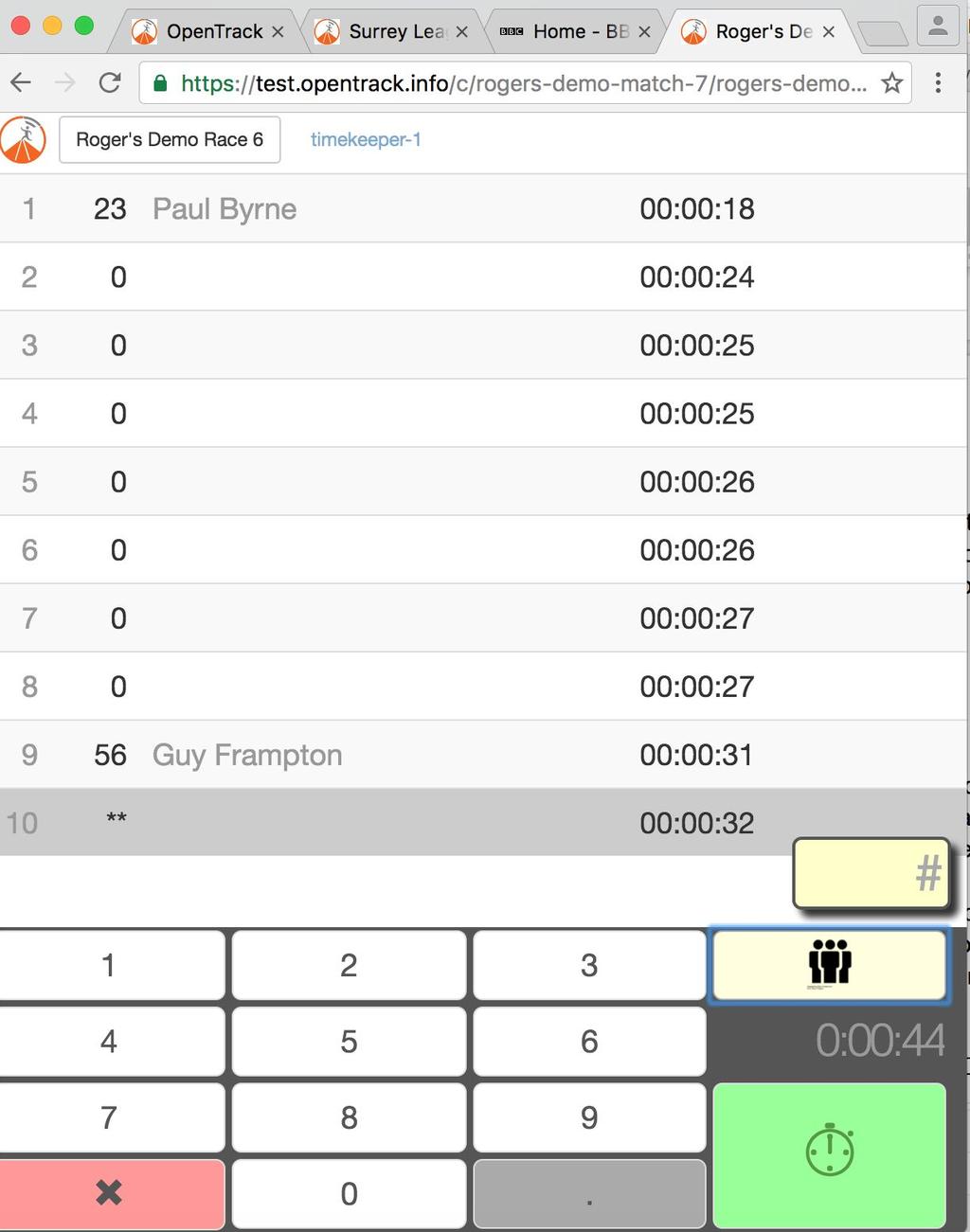 Splits (mid-race positions) Split timings, though not essential for race reporting, do allow connected observers to see what is going on in a race that may well be taking place out of sight.