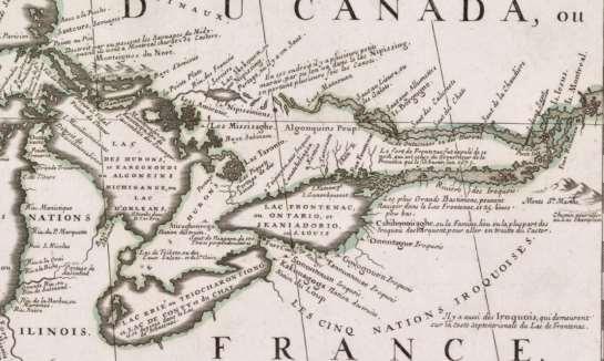 Cropped portion of Coronelli s map remember that women and children were also voyageurs see the Fort St. Joseph, Michilimackinac, and River Raisin Page: http://www.habitantheritage.