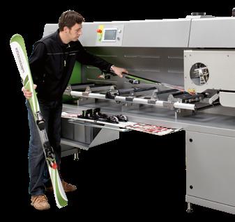 achieve throughput rates of up to 60 pairs of skis an