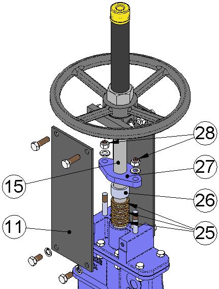 Subject the valve to pressure in the line, checking that there are no leaks between the cover (3) and body (1), or between the rod (15) and the cover (3). fig.