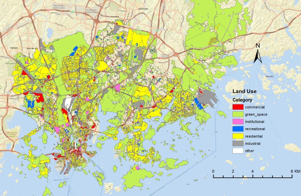 Figure 21. Recategorized OSM land use in City of Helsinki 4.2.3. Infrastructure quality The infrastructure in Helsinki is well established.