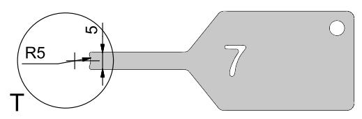 102.5. - Radius for whole bottom surface and across the edge AA to FF Gauge 2, 3 or 5, detail L, 20mm radius, used to measure the whole surface of the kayak below the edge, and the edge itself.