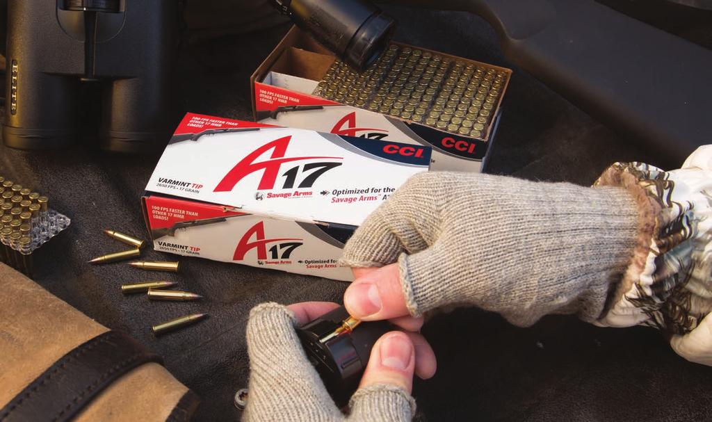 VARMINT A17 Get magnum rimfire performance in a semi-automatic rifle with A17 Varmint Tip ammunition.