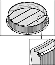 Do not pull the liner tight. c. Start filling the pool with water. As the pool fills, work out all the wrinkles and smooth the liner to the wall.