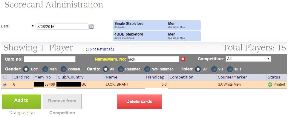 Select the duplicate Card No s to be deleted and select Delete cards, Confirm and then Close.