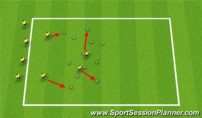 U9- Fall U0 Season Fall Season Week Week One Three Set up & organiza.on Set up a area 5x0 with as many soccer balls as you have available. Spread balls all through out the box.