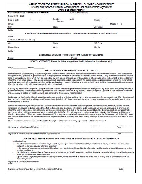 This Unified Partner form is for both minors and adults.