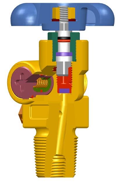 Wheel operated esidual Pressure Valve for Carbon dioxide and Carbon dioxide gas mixtures.