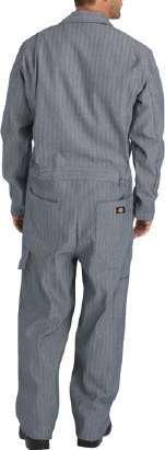 COTTON COVERALL - FISHER STRIPE STYLE # 48977 Snap at right chest pocket Bi-swing back Elastic waist