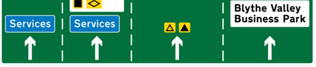 Traffic destined for the services would be directed to lanes 1 and 2 and the layout of the sign is shown in Figure 3.13. Photo 3.