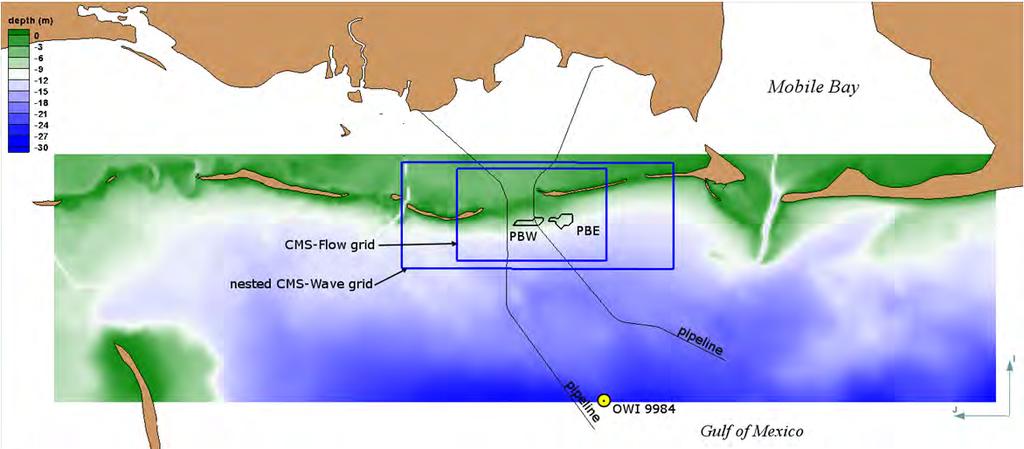 3.1.2 CMS-Wave Model CMS-Wave was implemented in this study using two grids: A coarse grid that propagates wave from the offshore location of the wave data source and a fine nested grid that lies