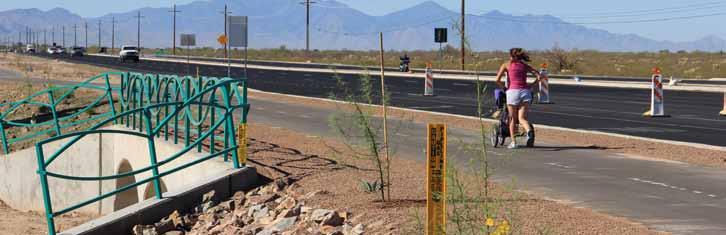 Shared-use Path on Houghton Rd. Valencia Road, Ajo Way to Mark Road (RTA #21), is nearing completion for the first phase, from Wade Road to Mark Road.