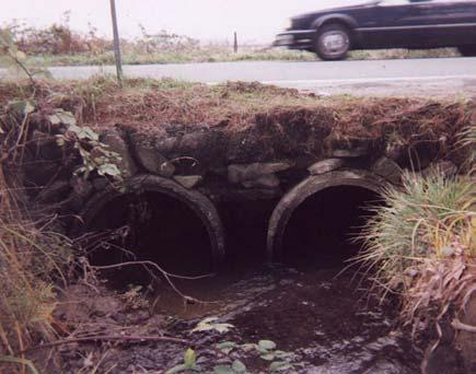 33 Site #28: Eureka Slough#1 (Cochran Creek); Old Arcata Road Priority Ranking = #58 Location: County Map # 1D15. T5N, R1E, Section 20 Culvert Type: Concrete circular pipes (2). Dimensions: 3.
