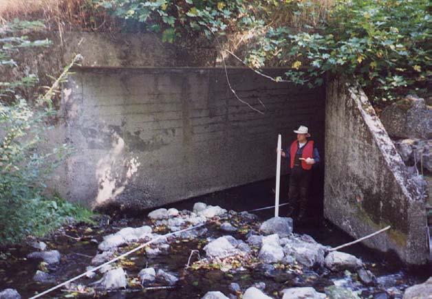 69 Site #58: Indian Creek; Mattole Road Priority Ranking = #13 Location: County Map # 1E. T2S; R2W, Section 24 Culvert Type: Concrete box. Dimensions: 9.5 H x 10.0 W Length: 48.3 Slope: 2.1%.