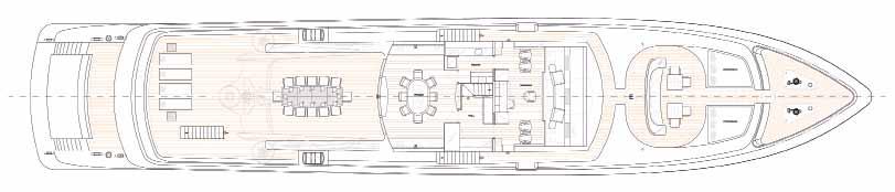The pilothouse leads straight through to the social and external areas of the