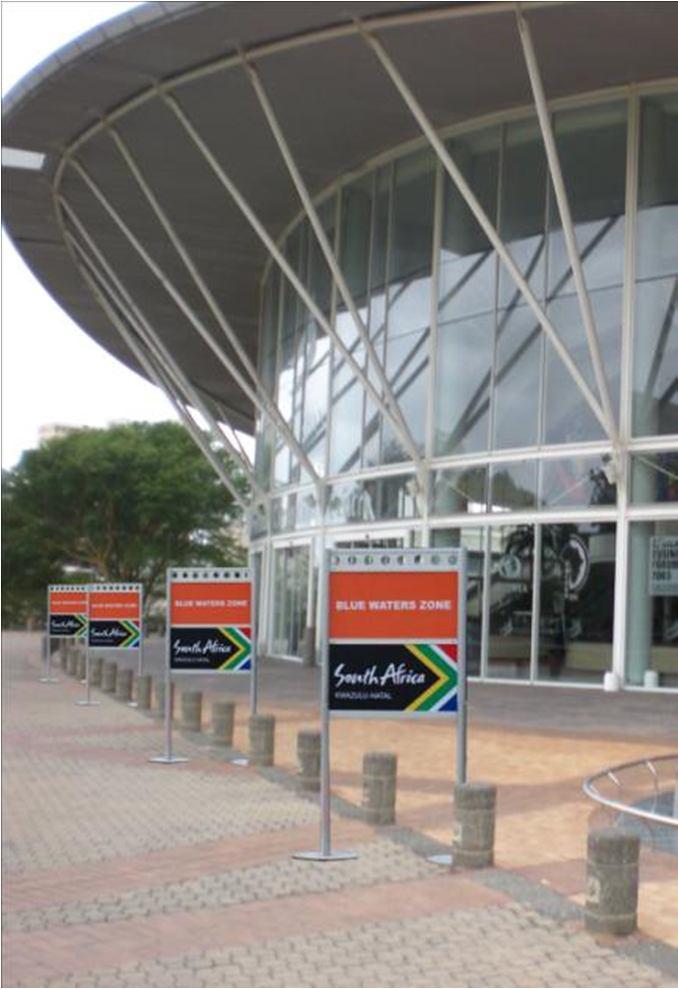 EXTERNAL TRANSPORT SIGNAGE Quantity: 2 or 4 Material: Variable Rigging: Free Standing Size: Variable Space Rental Cost: Nil