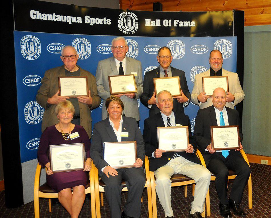 Great Eight CSHOF Inducts Class Of 2018 Feb 20, 2018 Scott Kindberg, Sports Editor Chautauqua Sports Hall of Fame inductees, pictured in front, from left, are: Sheilah Lingenfelter Gulas; Lori