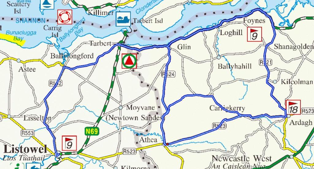 Map Stage 2: Listowel and West Limerick Saturday 15 th April 2017 Route in brief: Start from Listowel Emmetts GAA Club at 11:00a.m. The race will be neutralised through Listowel and on to the R552 for approx 1 mile to a rolling start.