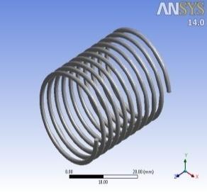 of turns (N) Pitch of the coil (p) (mm) Diameter of the coil (D)( mm) Length of the coil (L)(mm) Figure 4.1 Model of the straight capillary Meshing of a model is very important in ansys.