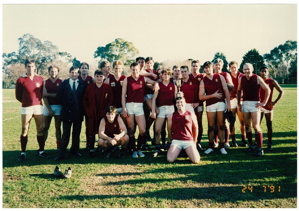 (cont.) Dick Correll was a rock across half back and Andrew Muir, Tom Leak and Paul Morris were fine players. Final Score: PAC 21.10 SPCA 3.