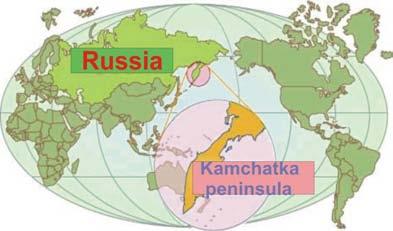 Map of Kamchatka Places of fishes sampling Places