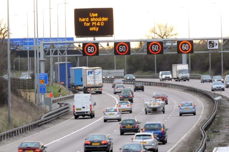 This is indicated by the display of a speed limit over the hard shoulder, coupled with the display of speed limits over all other lanes (consistent with the Highways Agency s all on all off