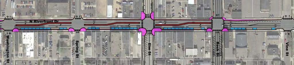 Name: Future Traffic nalysis Date: pril 27 Page: 2 Option 4: Three Lane Roadway with Parking on South Side, Medians and Left Turn Lanes between Washington Street and Rock Street, Spot Safety and