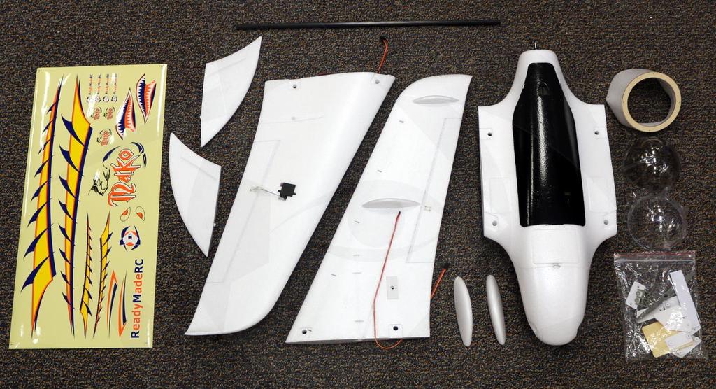 Package Contents: (PNP version Shown) Assembled Fuselage with Motor & ESC Hardware Package a. Upper and Lower Wing Bracket Joiners with Screws b.