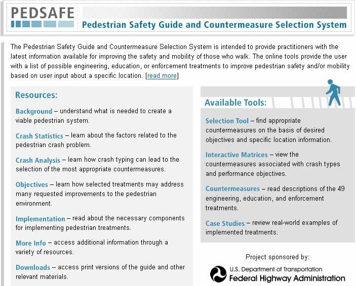 This leads to the second set of tools that I want to discuss today PEDSAFE and BIKESAFE, but I will show you examples from: BIKESAFE since it is more recently released.