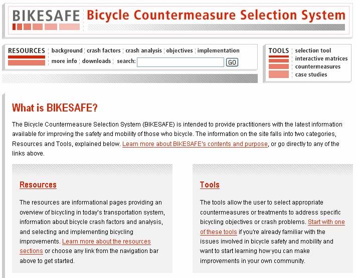 This is the first page of BikeSafe.