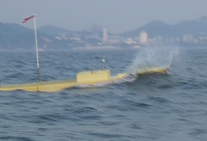 motion of different course angles in the wave in the process of seakeeping performance test.