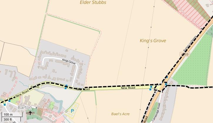 Barton Greenway Map 10 52. Path crosses Rifle Range entrance.