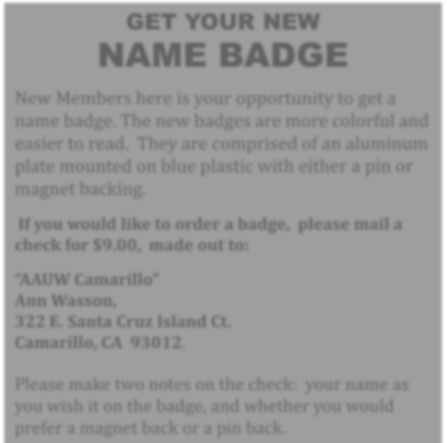 AAUW Camarillo Meet and Greet Breakfast Breakfast Café, 317 Carmen Drive, Camarillo (near Michaels and Trader Joe's) at 9:00am Saturday, September 26, 2015 Come a little early to place your order.