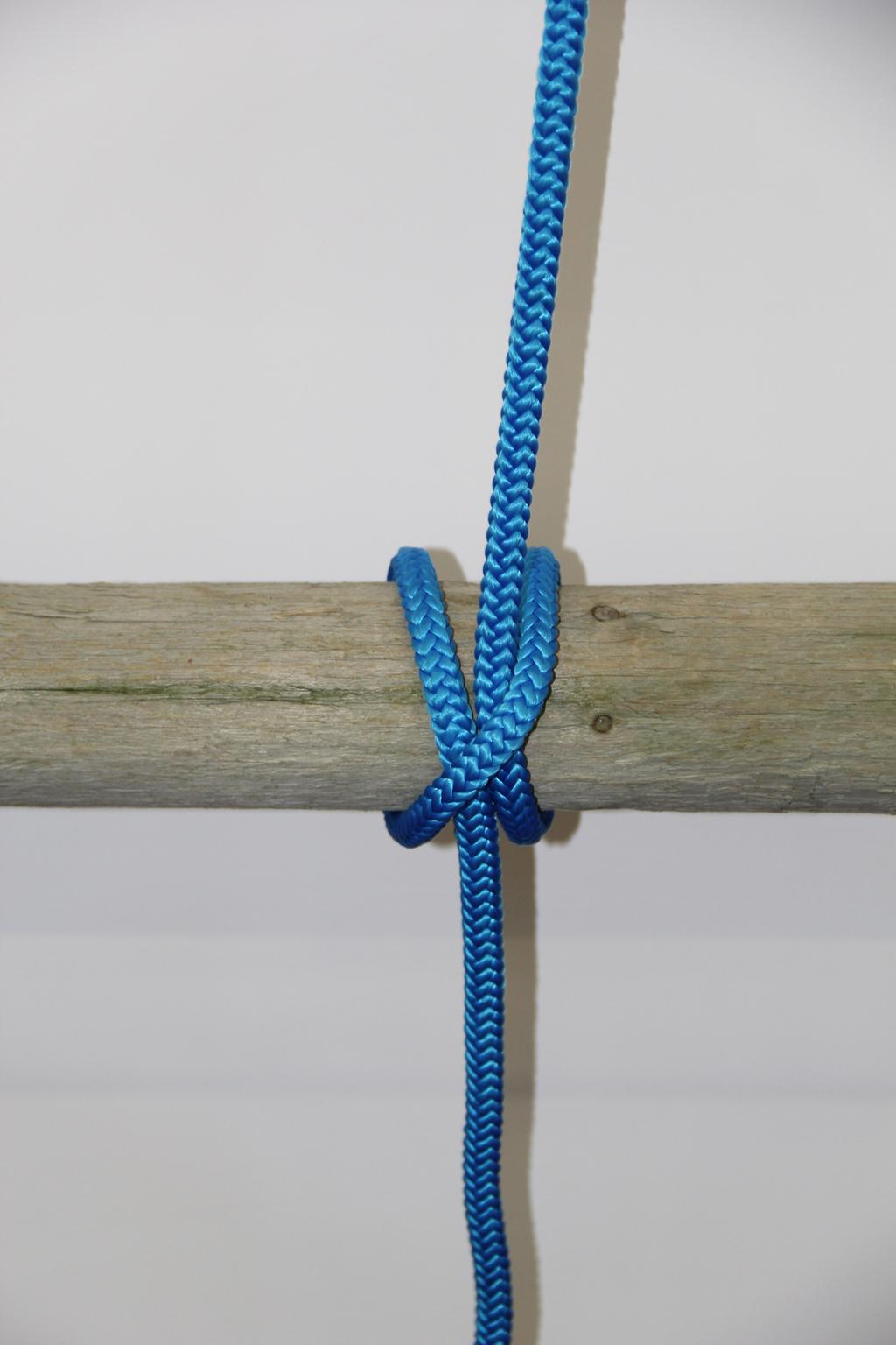 Clove hitch: primarily used to secure branches which are
