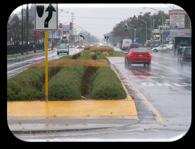 a roadway Reducing access points along urban/suburban