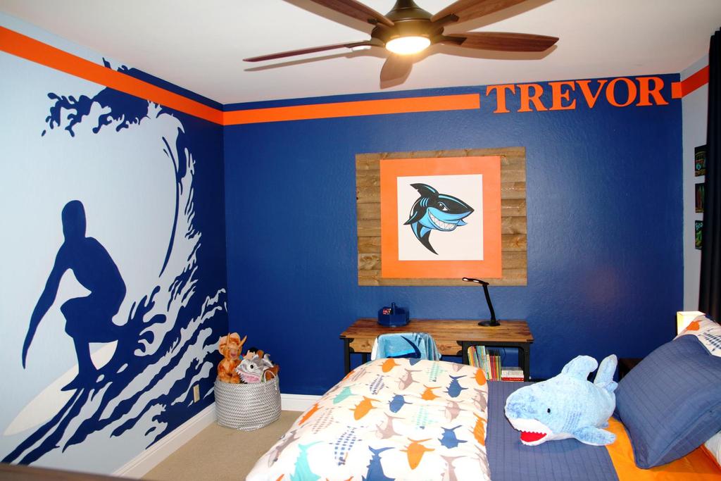 Samantha s, Little Brother, Trevor Has A New Surfing-Shark Bedroom!