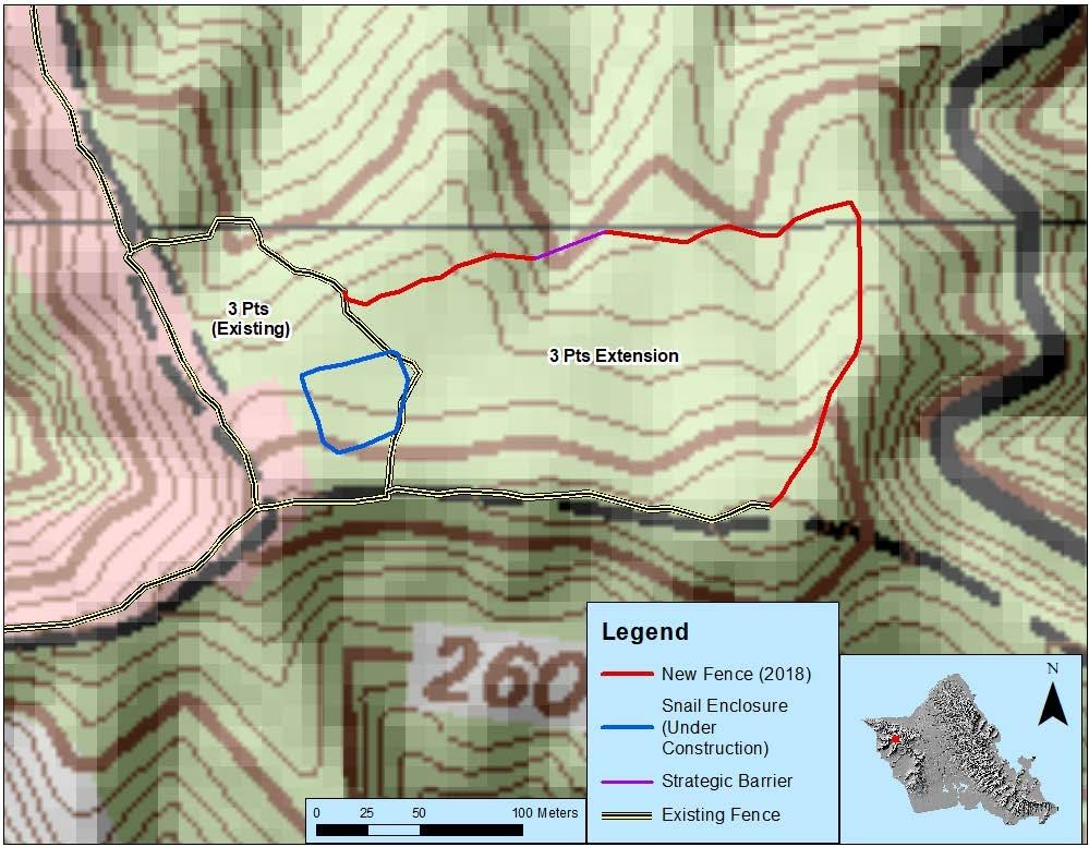 Chapter 1 Ungulate Figure 2. Map of Fence expansion at 3-Points Makaleha West: OANRP was able to secure funding to expand the existing fence in West Makaleha (Figure 2).