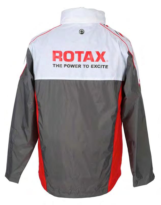 WINDBREAKER The power to excite Colour: charcoal grey/red/white PU-coated, water-resistant, taped seams, print on front and back hoody hoody in collar, rubber