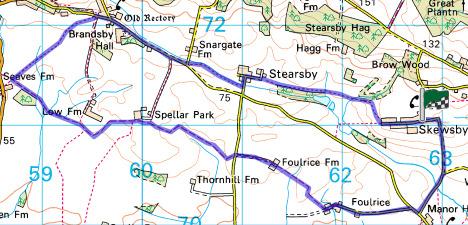 Route: Skewsby Foulrice Stearsby Distance: 7 miles Map: Explorer: 300 Howardian Hills & Malton Start (OS ref): SE625710 Park in the village of