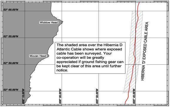Area 5 First Published: - Latest Update: - Exposed Submarine Cable Section Hibernia D Please note that the Hibernia D cable has been surveyed and has an exposed section.