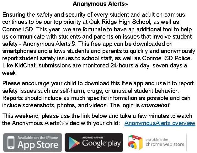 To report an absence or tardy update On the day of the student s absence or tardy a parent or guardian may call the Senior Campus at 832-592- 5433 or E-mail attendance at orhs-attendance@conroeisd.