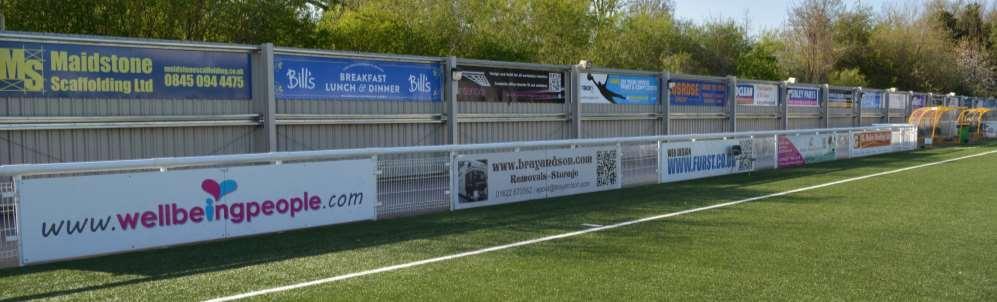 PERIMETER FENCE ADVERTISING With crowds of more than 2,200 a game, being open seven days a week and with thousands of visitors a month advertising with Maidstone United is a smart investment.