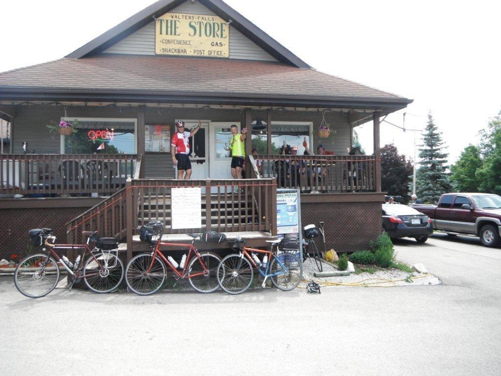 One Randonneur enjoyed the gluten free treats that were available. Figure 3: The Frog Cafe Leaping like Frogs, the Randonneurs hopped East then South thru Bognor to Walter's Falls, Ontario.