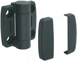 85 K0439 plastic, detent 20 10,5 guide tab for slot 10,2 3 8 Hinge and caps fibreglass reinforced PA thermoplastic. Hinge pin stainless steel. Hinge and caps black. Pin bright. Ø6,4 K0439.