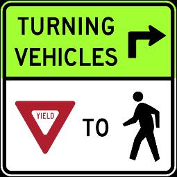 to Pedestrians Signs Evaluate No Turn on