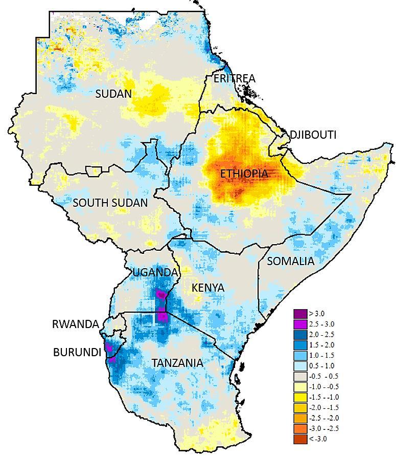 2015/16 El Niño impacts Worst drought in 50-years in Ethiopia, > 10M requiring food assistance. Poor harvest in Eastern Sudan for main June Sept cropping season.