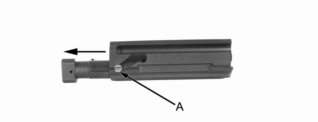 Install firing pin retainer (F) and rotate past detent (G).