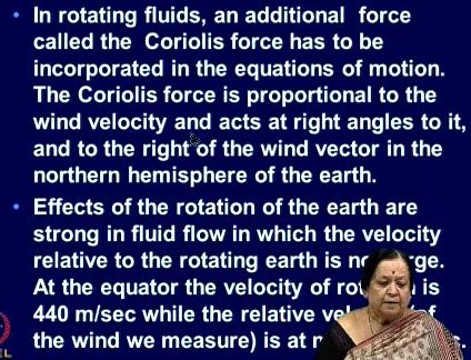 Okay now in rotating fluids an additional force called the Coriolis force has to be incorporated in the equations of motion.